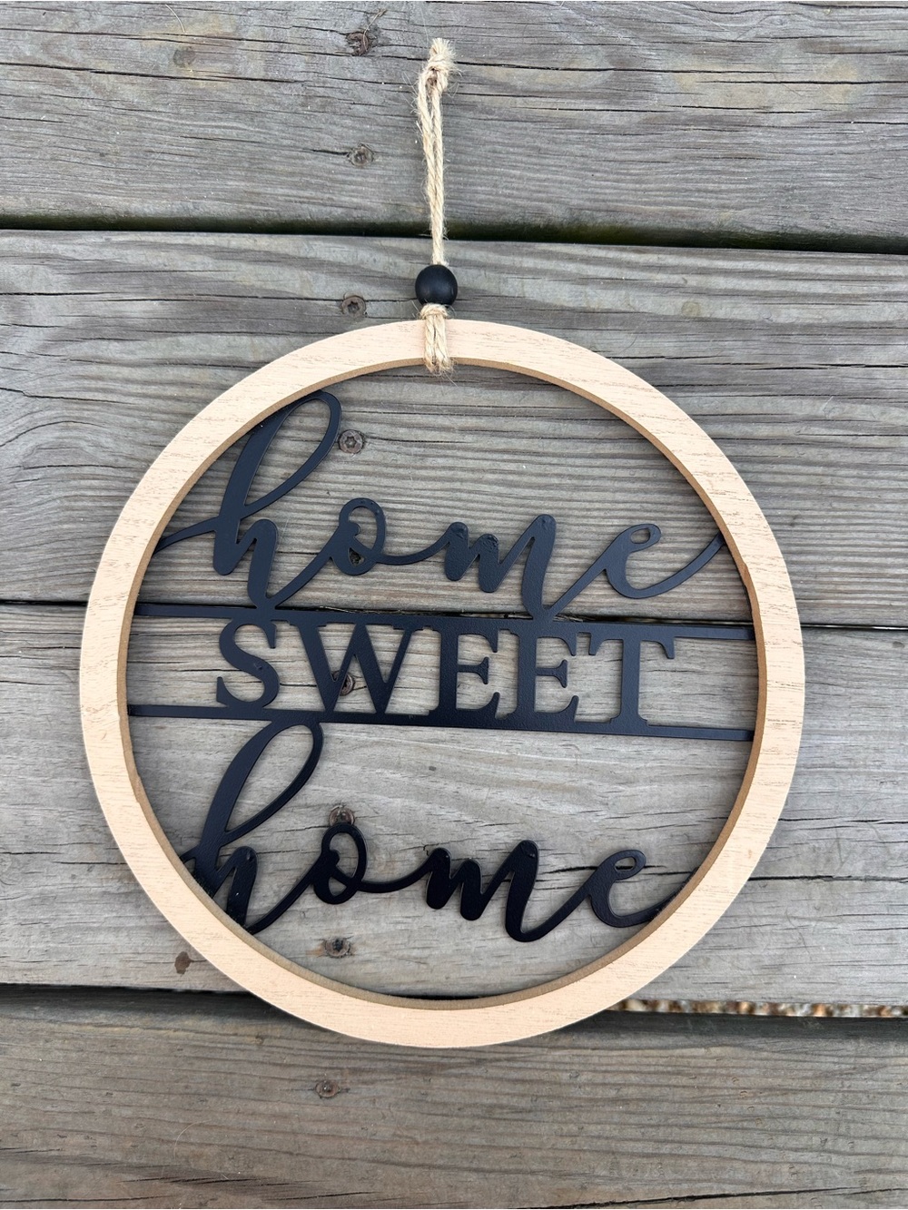 Home Sweet Home Black & Natural Wall Hanging - Rustic Home Wall Decor